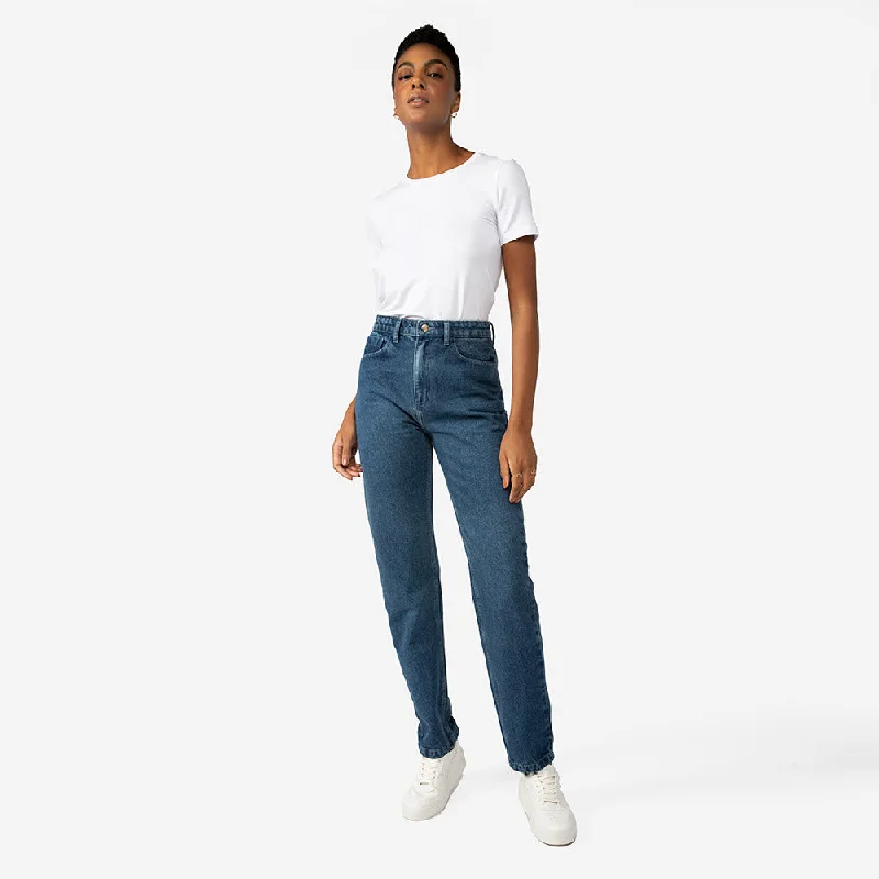 Calça Jeans Reta Feminina - Azul Jeans Médio