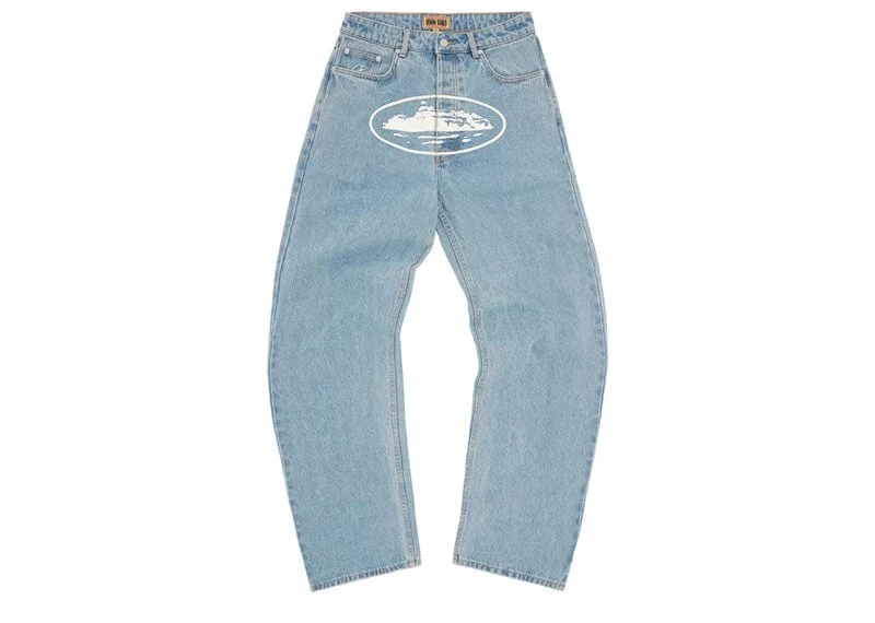 Corteiz Alcatraz Baggy Jeans Washed Blue