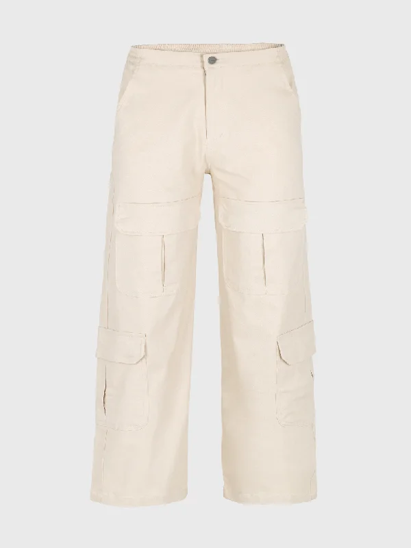 Pantalón cargo multipocket color beige