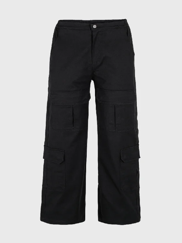 Pantalón cargo multipocket color negro