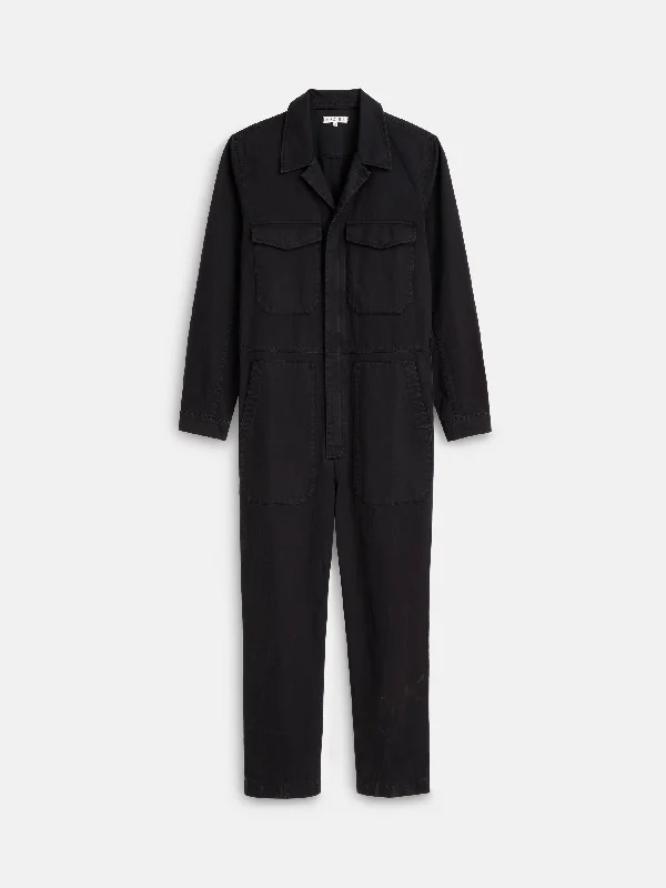 Zip Jumpsuit in Herringbone