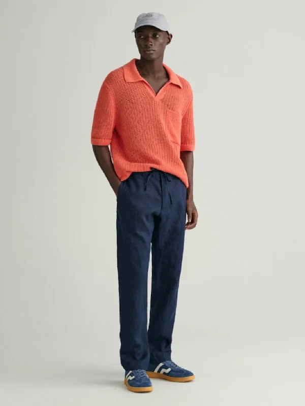 RELAXED FIT LINEN PANTS Marine