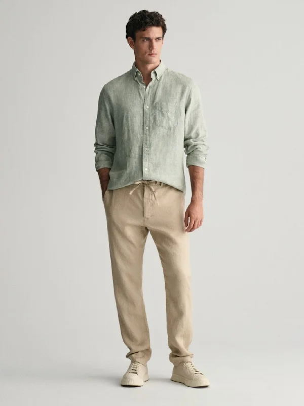 RELAXED FIT LINEN PANTS Beige