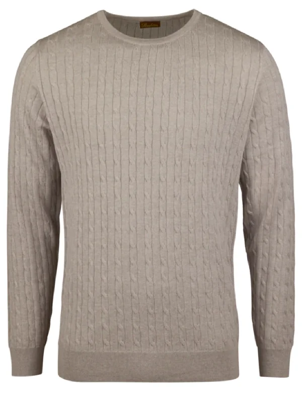 CABLE KNIT MERINO WOOL SWEATER Grå