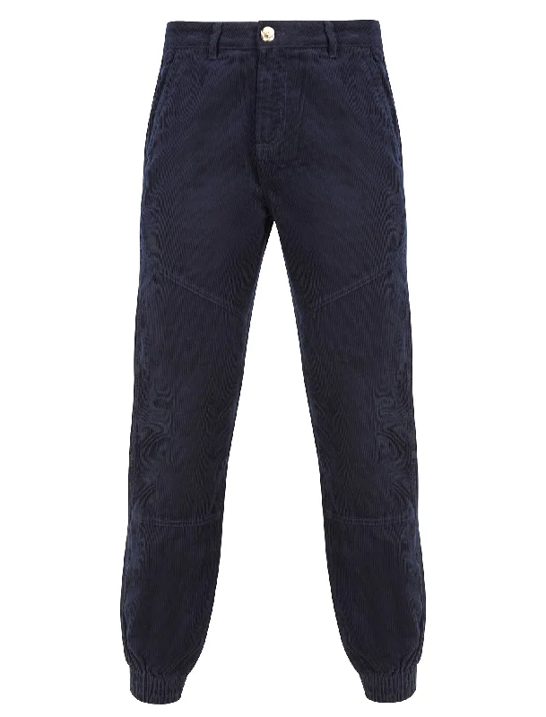 Baku Cotton Corduroy Elastic Cuffed Trousers in Sky Captain Navy - Tokyo Laundry