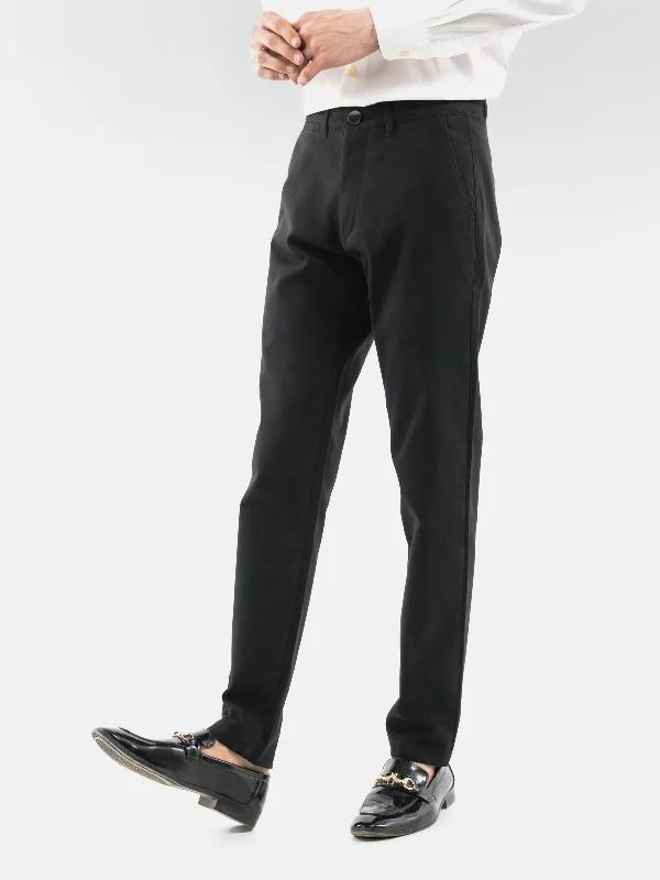 Black Basic Casual Fit Chinos