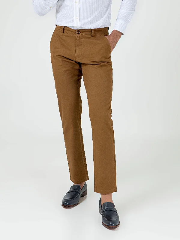 Camel Brown Slimfit Chino With Gurkha Style Buttons