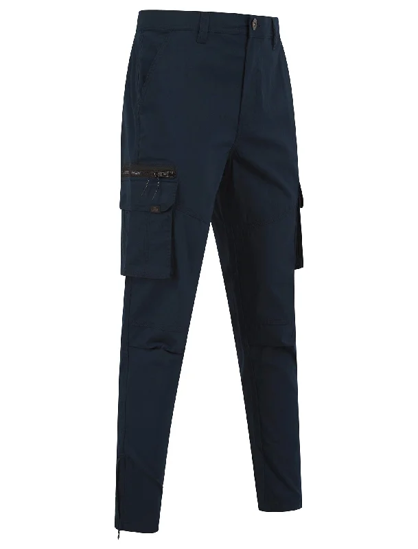 Costello Cotton Blend Multi-Pocket Cargo Trousers in Sky Captain Navy - Tokyo Laundry