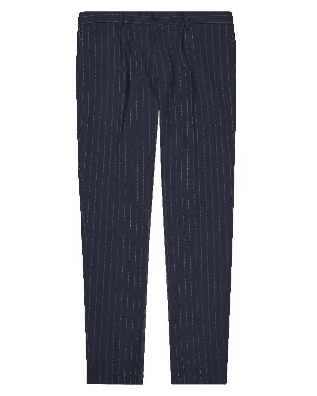 Devore Incipit Pin Stripe Double Jersey Pants - Navy