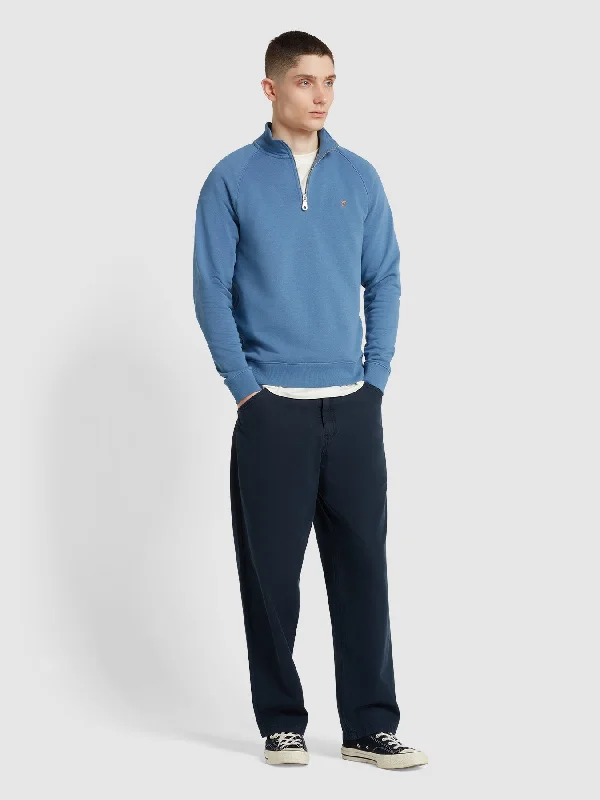 Greenport Loose Fit Canvas Trousers In True Navy