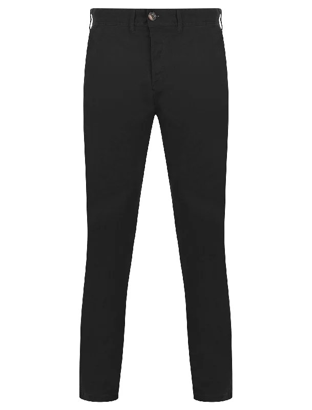 Kahua Stretch Cotton Chino Trousers in Jet Black - Kensington Eastside