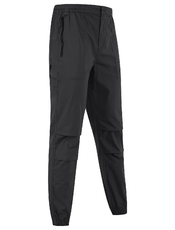 Kofi Stretch Cotton Blend Zip Pocket Cuffed Cargo Jogger Pants in Asphalt Grey - Tokyo Laundry