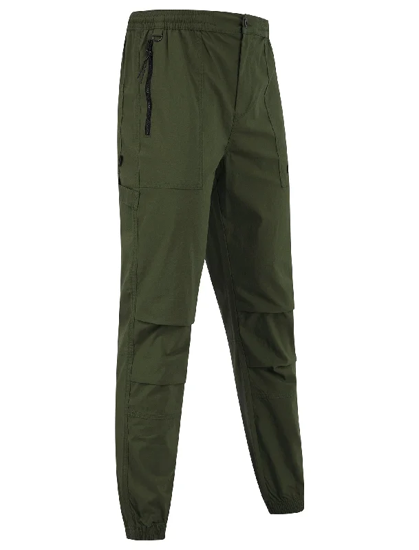 Kofi Stretch Cotton Blend Zip Pocket Cuffed Cargo Jogger Pants in Grape Leaf - Tokyo Laundry