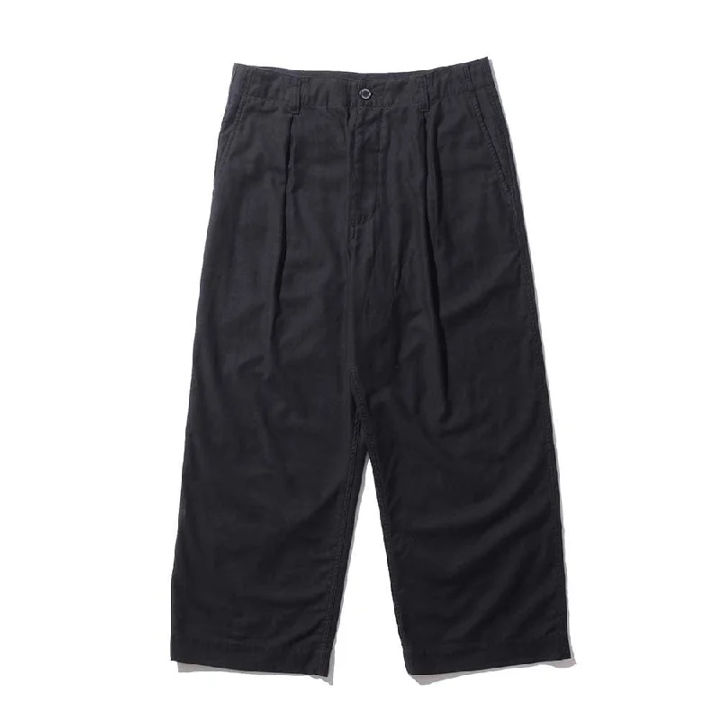 KUON Moleskin Wide Trousers Black