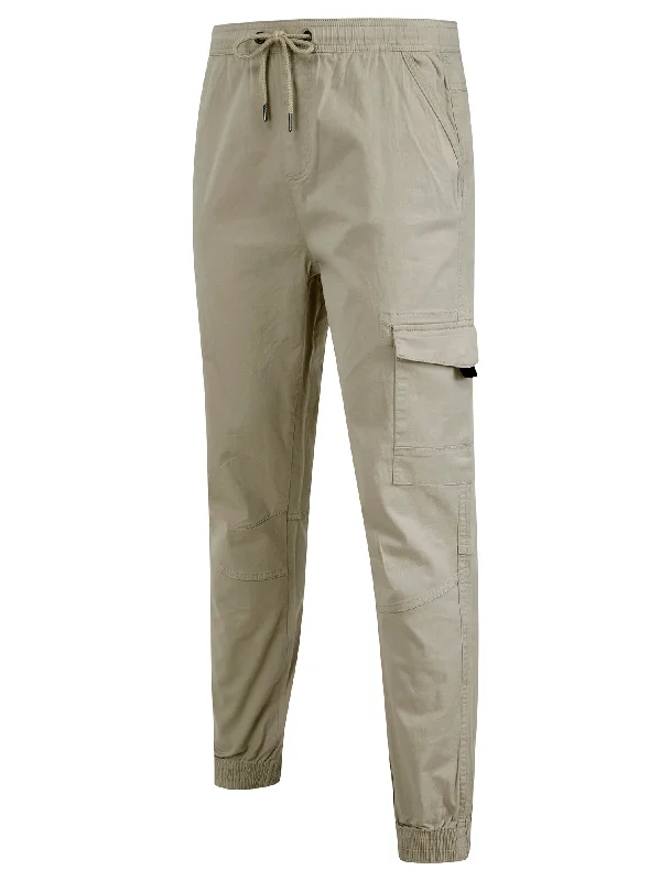 Lance Cotton Twill Cuffed Multi-Pocket Cargo Jogger Pants in Pumice Grey - Tokyo Laundry