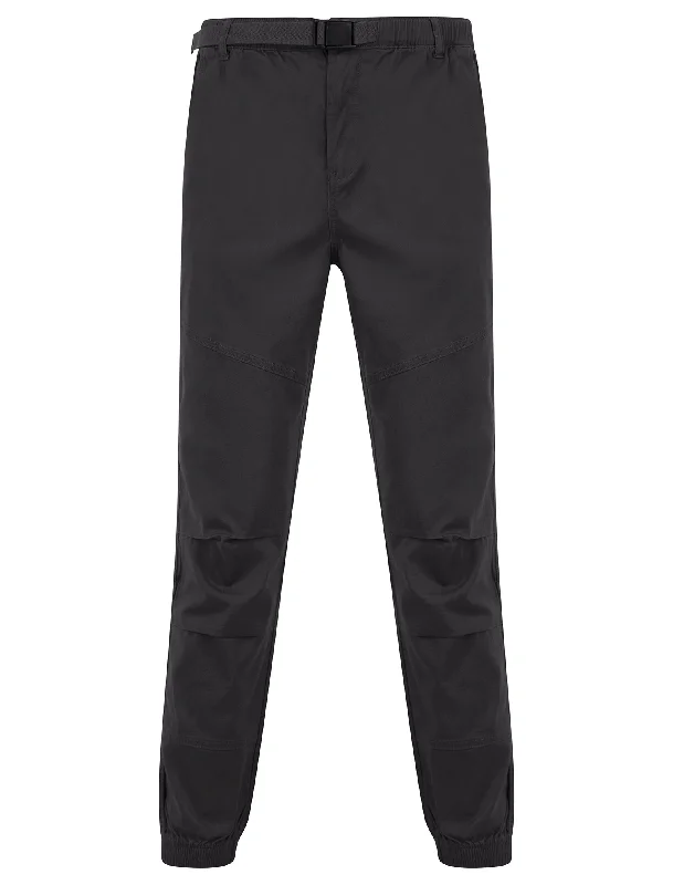 Mauro Stretch Cotton Twill Cuffed Cargo Jogger Pants in Gray Pinstripe - Tokyo Laundry