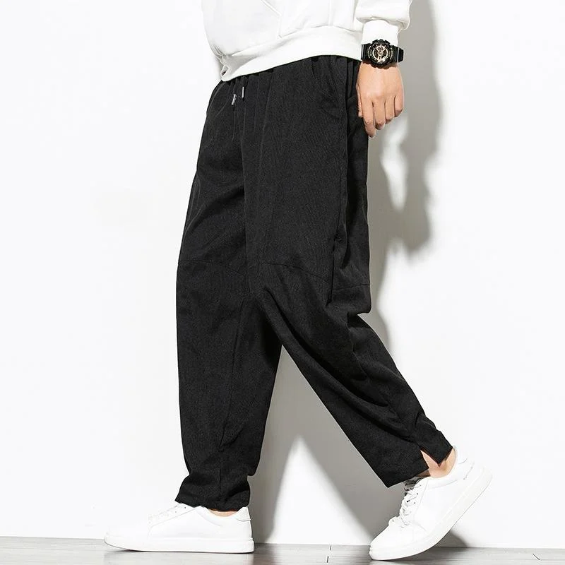 mens-casual-elastic-corduroy-loose-pants-78219793x