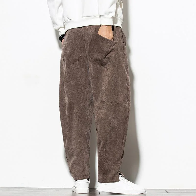 mens-casual-elastic-corduroy-loose-pants-78219793x