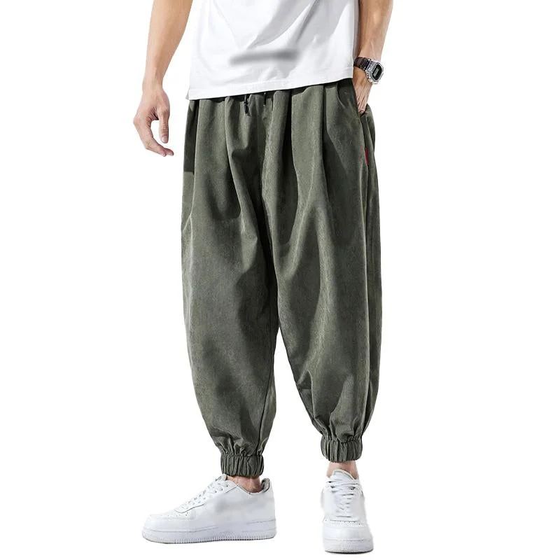 Men's Casual Solid Color Elastic Waist Loose Pants 82049485M