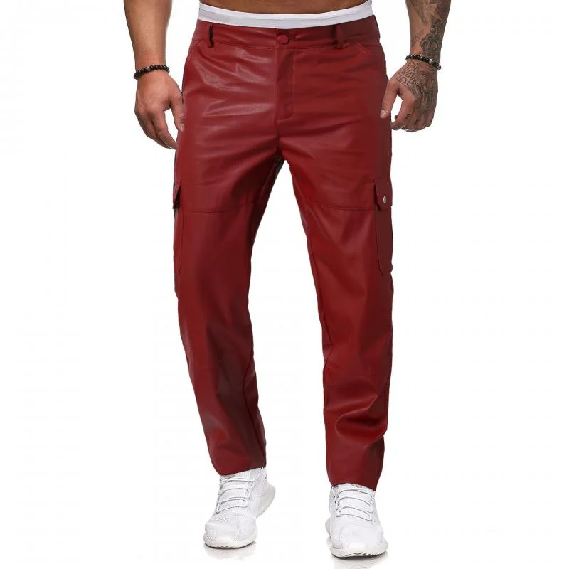 mens-casual-solid-color-multi-pocket-slim-fit-leather-pants-34807975m