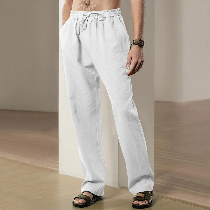 mens-solid-breathable-linen-loose-elastic-waist-casual-trousers-65710355z