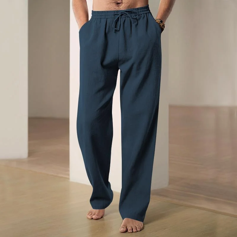 mens-solid-breathable-linen-loose-elastic-waist-casual-trousers-65710355z