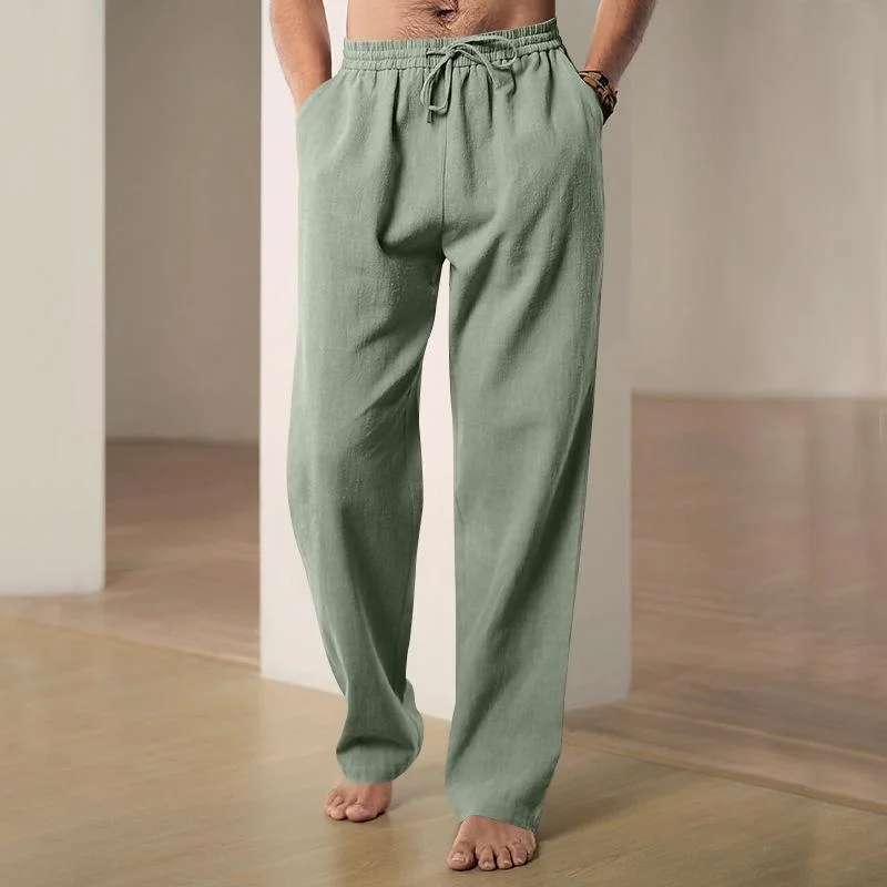 mens-solid-breathable-linen-loose-elastic-waist-casual-trousers-65710355z