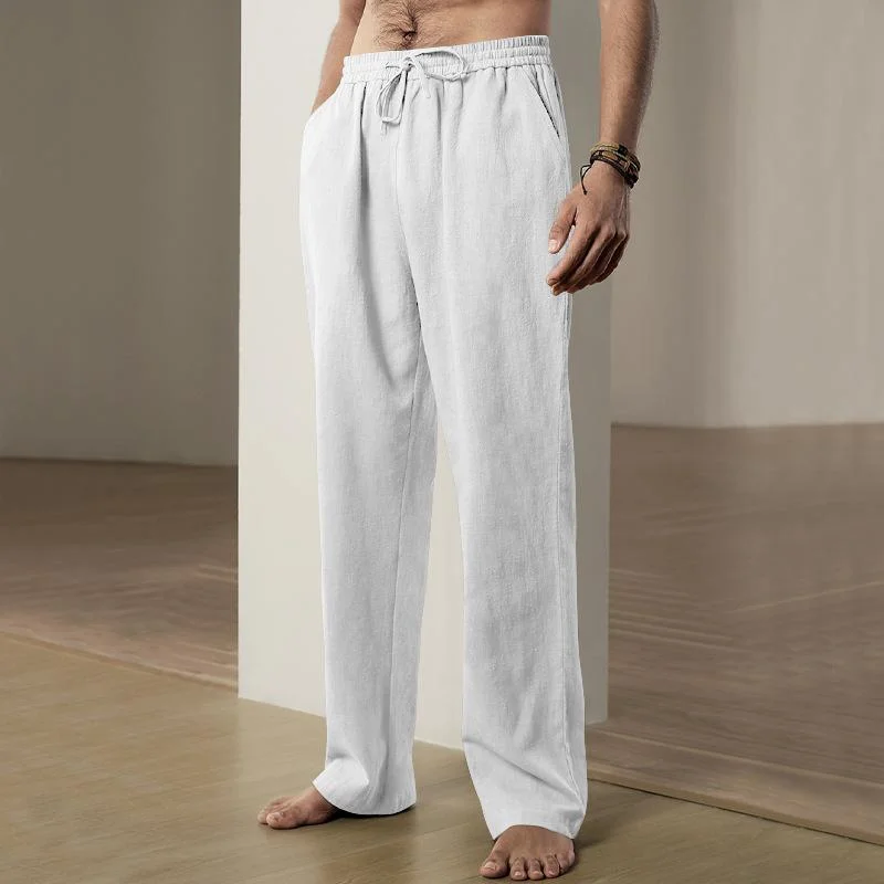 mens-solid-breathable-linen-loose-elastic-waist-casual-trousers-65710355z