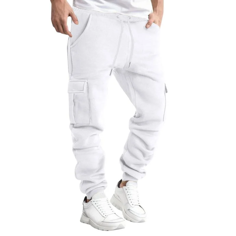 mens-solid-color-loose-elastic-waist-multi-pocket-thickened-casual-pants-92158056z