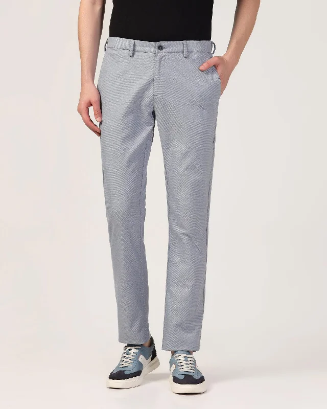 Slim Comfort B-95 Casual Grey White Solid Khakis - Oscar