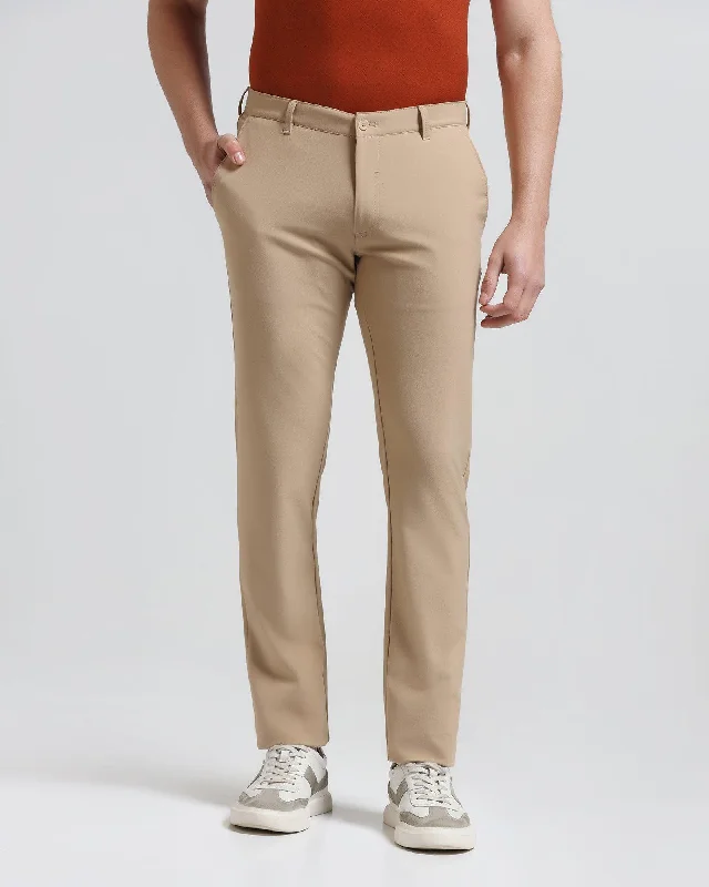 Slim Fit B-91 Casual Beige Solid Khakis - Tulip