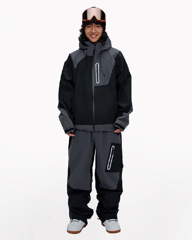 Ski Wear Color Block Unisex Snow Jacket&Pants Suit