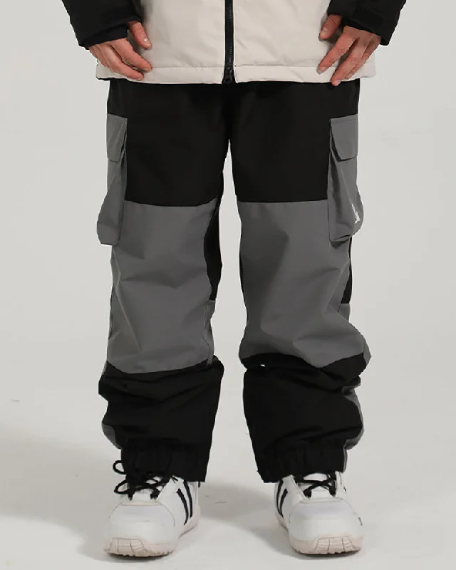 Ski Wear Patchwork Unisex Cargo Baggy Snow Pants