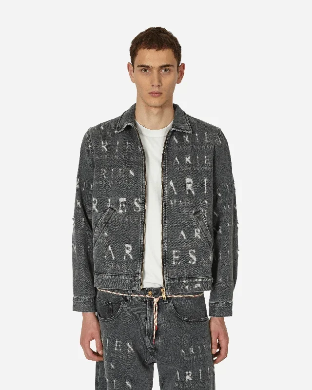 Destroyed Zip Jean Jacket Black