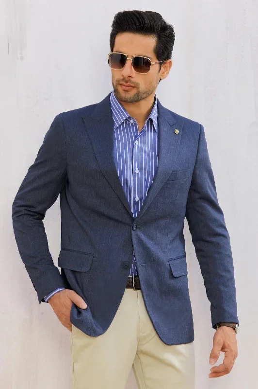 Blue Self Blazer for Men