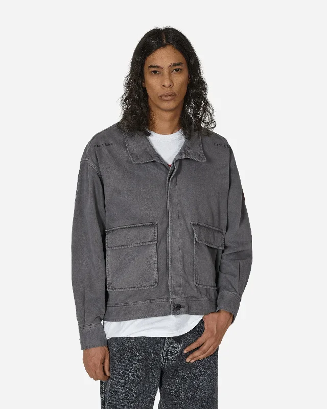 Overdye Brushed Cotton Button Jacket Charcoal