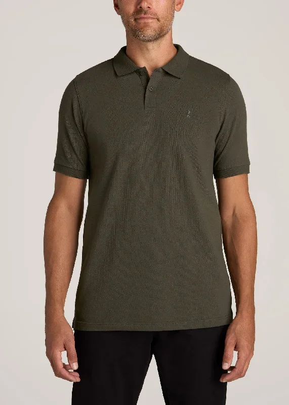 Men's Tall Classic Polo with Embroidered Logo in Hunter Green