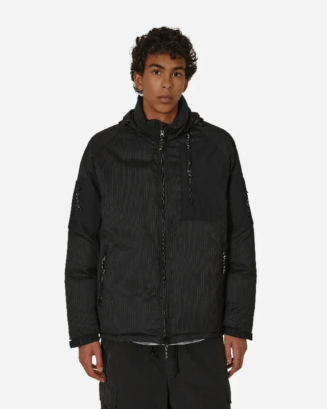 Pinstripe Down Jacket Black