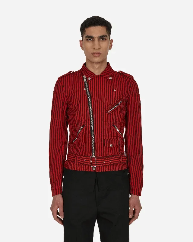 Stripe Biker Jacket Red