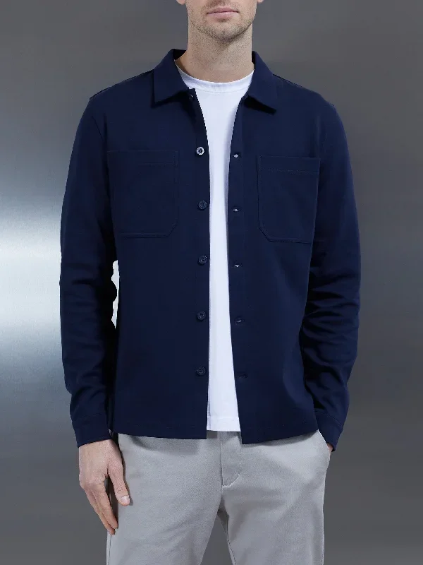 Cotton Jersey Overshirt in Navy