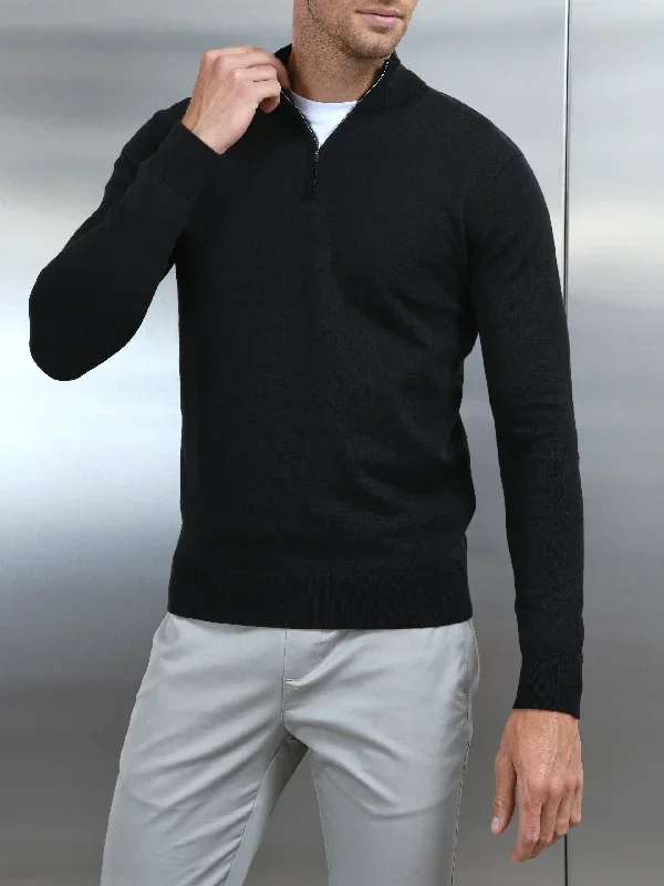 cotton-knitted-half-zip-funnel-neck-jumper-black