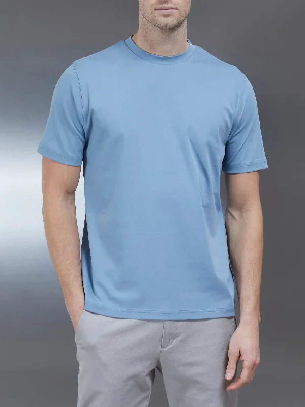 Essential Mercerised Interlock T-Shirt in Light Blue