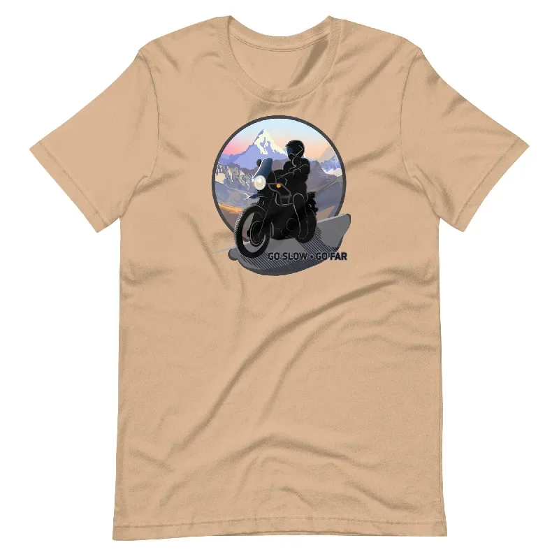 ""Go Slow, Go Far"" Adventure Motorcycle Rider (Color)