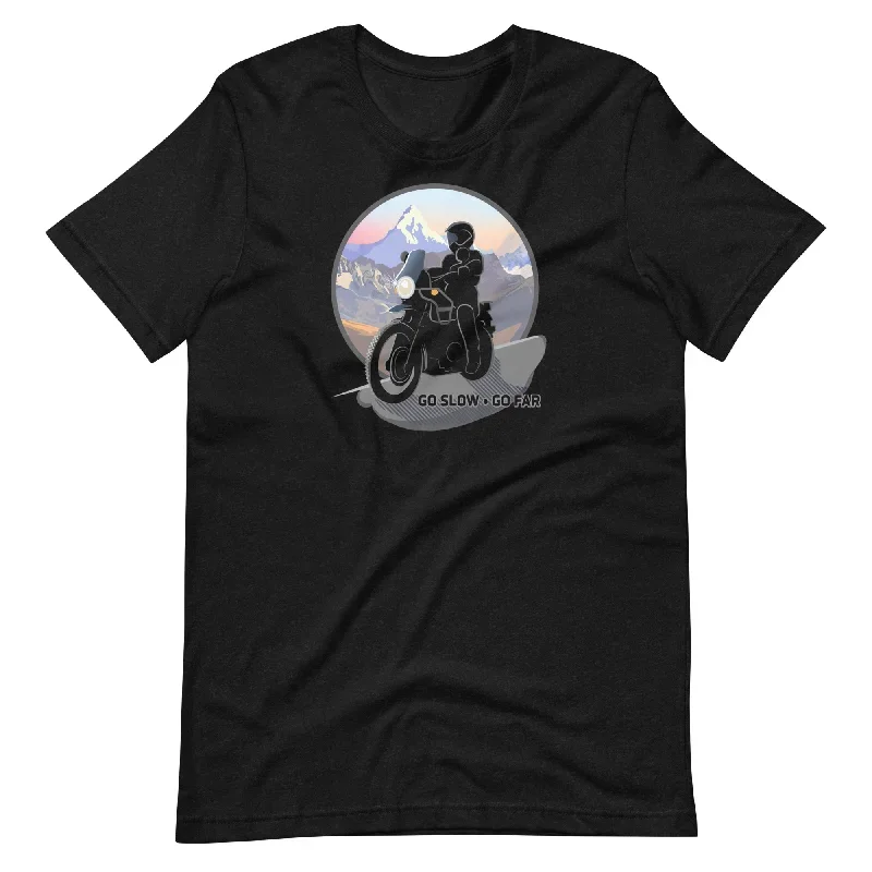 ""Go Slow, Go Far"" Adventure Motorcycle Rider