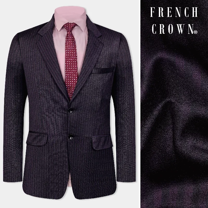 Imperial Purple and Black Striped Wool Rich Blazer