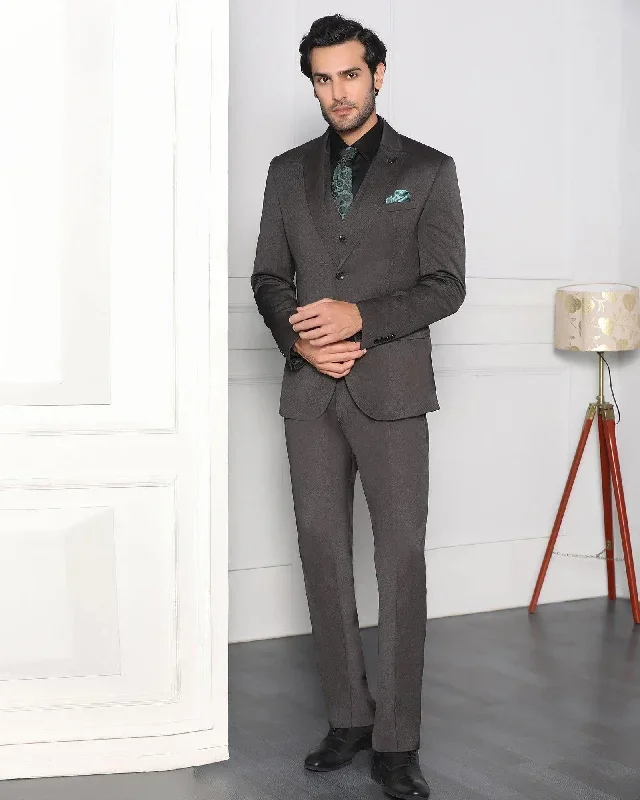 Must Haves Three Piece Grey Solid Formal Suit - Jaguar