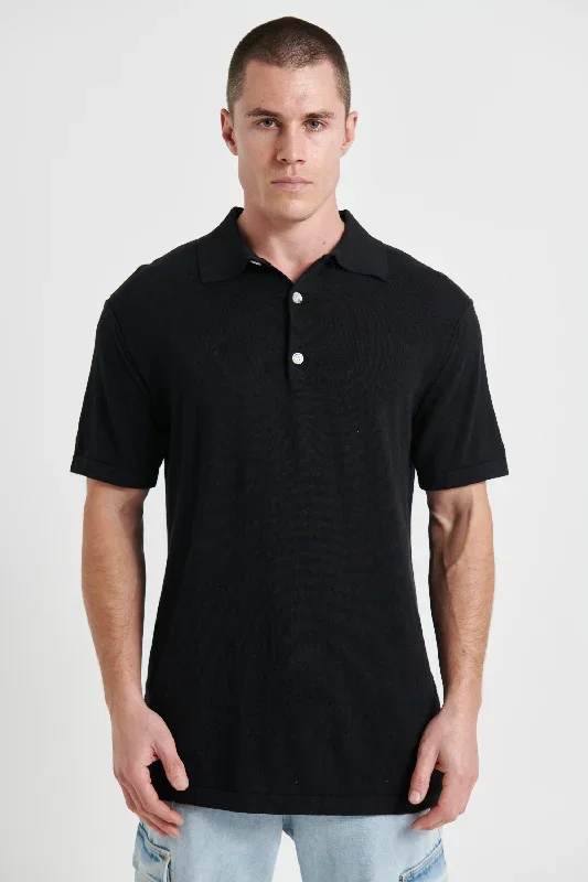 Julius Knit Polo Black