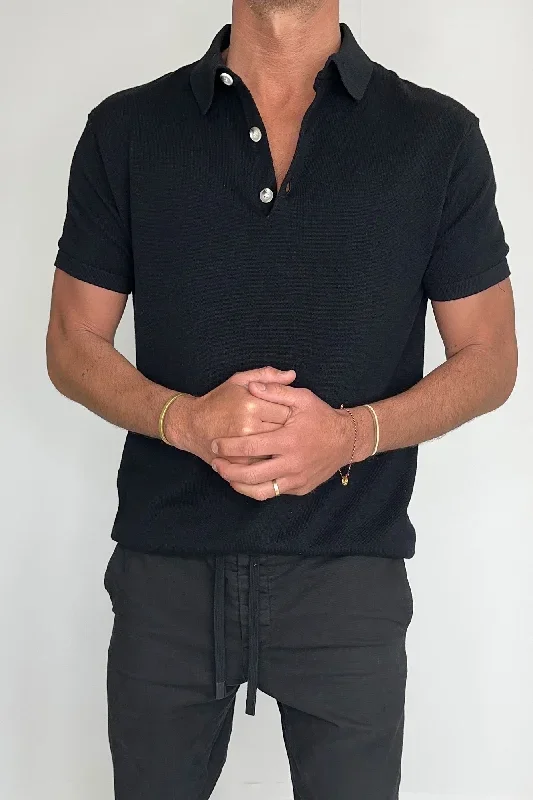 julius-knit-polo-black