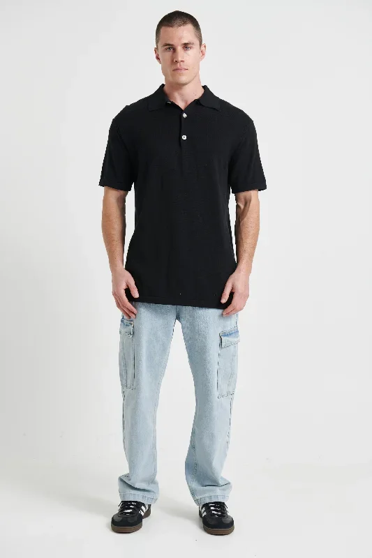 julius-knit-polo-black