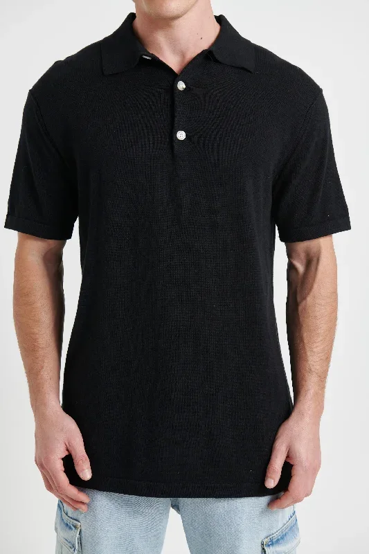 julius-knit-polo-black